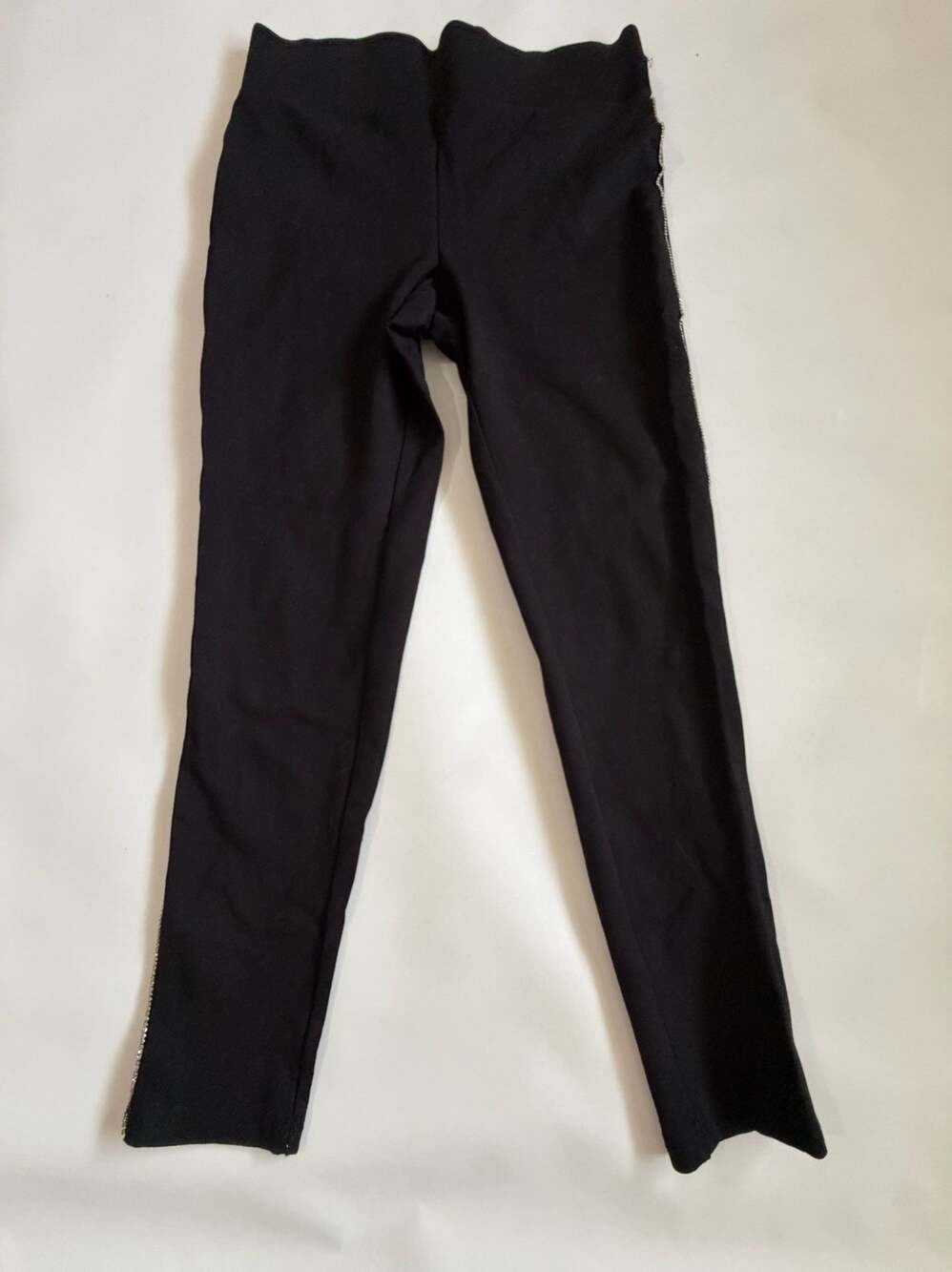 Alice Blue Womens S Black Leggings Ankle Zip Stretch Rhinestone Party